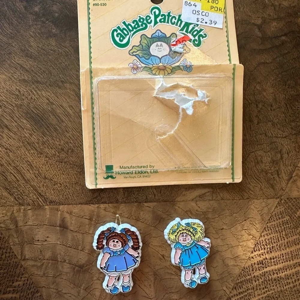 Vintage 1983 Cabbage Patch Kids Pair of Barrettes Blue Dress Hair Clips